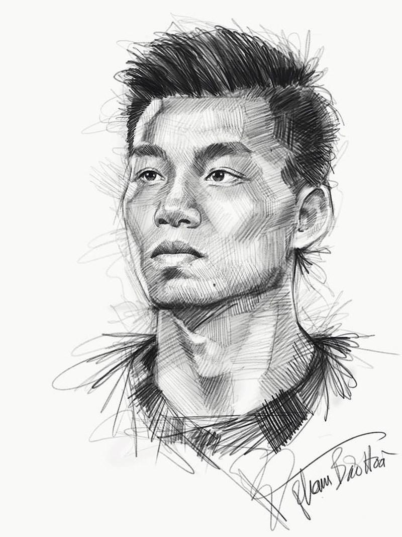 Bộ tranh vẽ các cầu thủ đội tuyển U23 Việt Nam bằng bút chì gây sốt