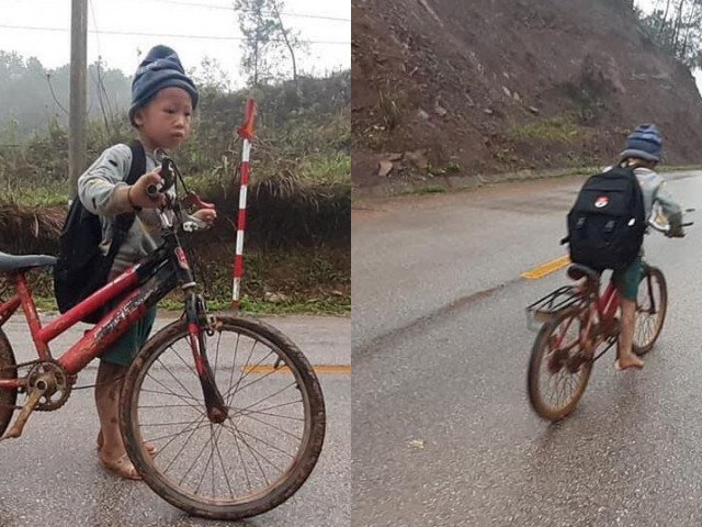 Cậu bé lấm lem đạp xe hàng giờ đi học, lý do em mặc quần cộc ai cũng bất ngờ