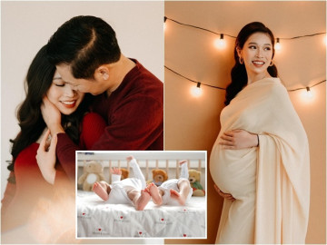 Vợ Á hậu kém 16 tuổi của Shark Hưng vừa đẻ sinh đôi, cảm ơn chồng Chủ tịch hết lời