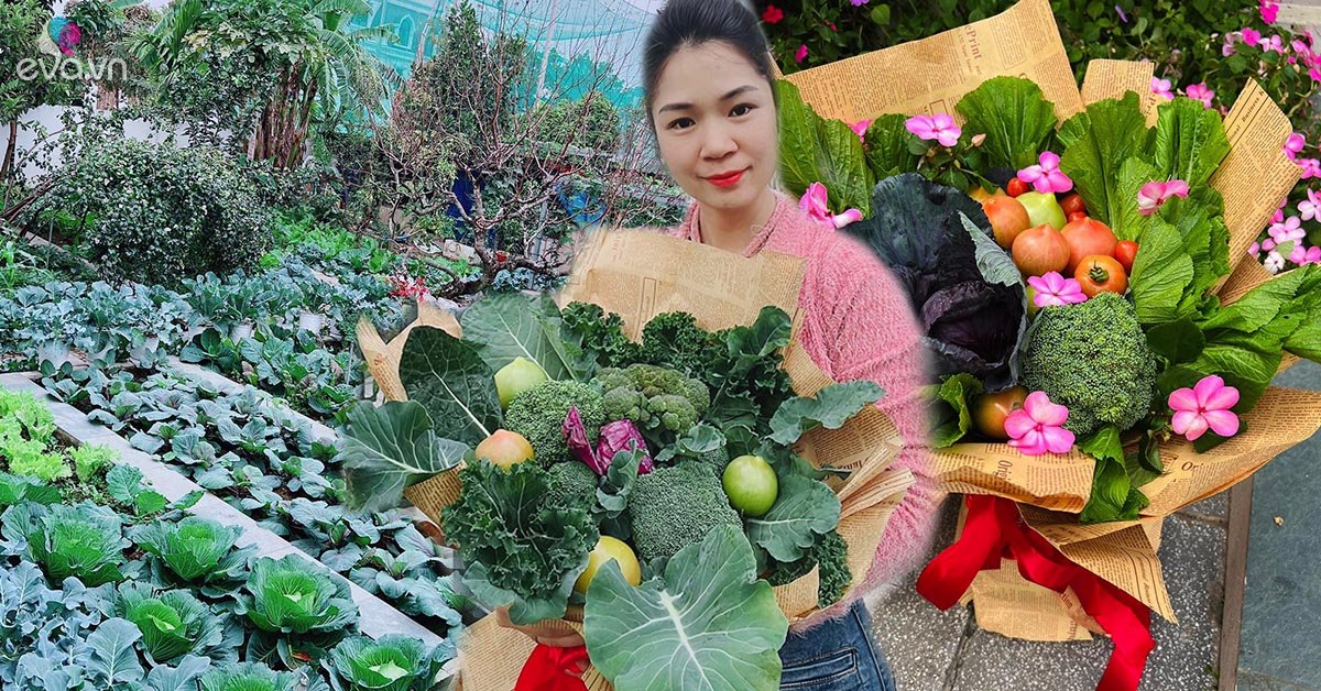 Read more about the article Mẹ bốn con Quảng Ninh làm vườn rộng 300m2, cắm hoa bằng rau củ độc lạ, đẹp như hoa tươi