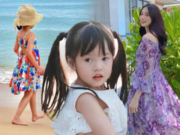 Con gái không che mặt của hoa hậu Đặng Thu Thảo chân dài như sếu, đi biển mặc váy đẹp hệt mẹ