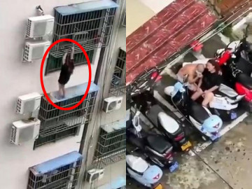 Đang ngoại tình thì vợ của tình nhân về, tiểu tam trèo ra ban công, nhận cái kết bẽ bàng