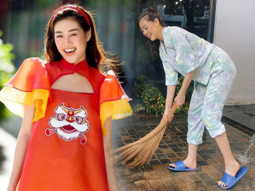 Hoa hậu cũng phải mặc đồ bộ, mang dép lê đi làm vườn, không tin cứ nhìn Nguyễn Trần Khánh Vân!