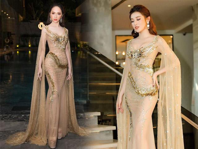 Hoa hậu Hương Giang đụng váy rồng tuyệt đẹp với Á hậu Huyền My