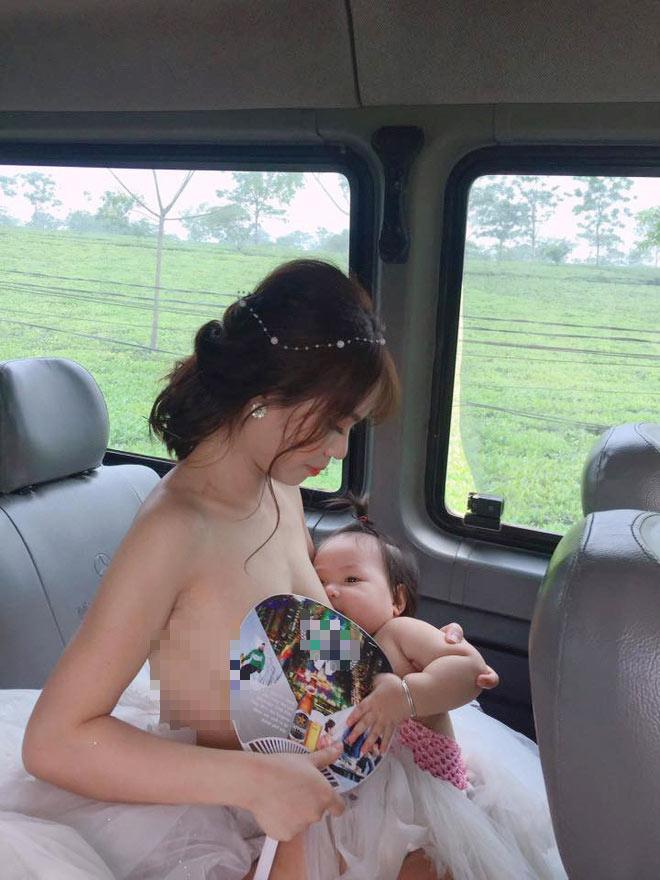 co dau tut vay cuoi cho con bu tren xe hoa gay xon xao dan mang - 1