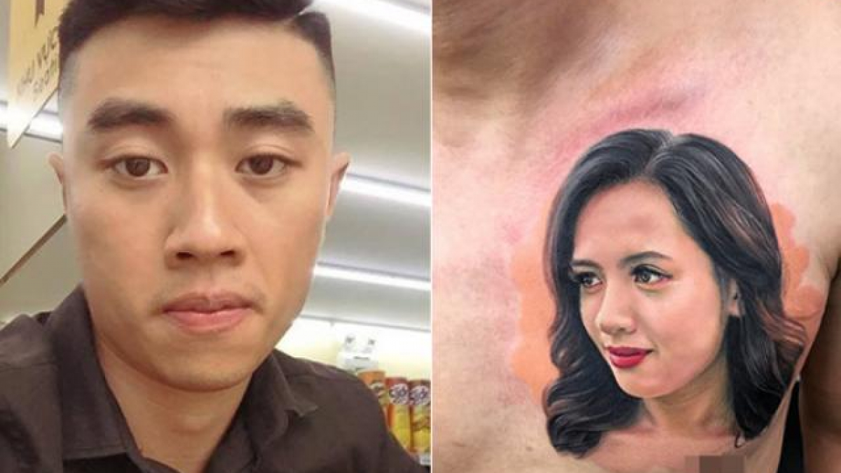 Chàng trai chịu đau 9 tiếng xăm hình chân dung vợ lên ngực