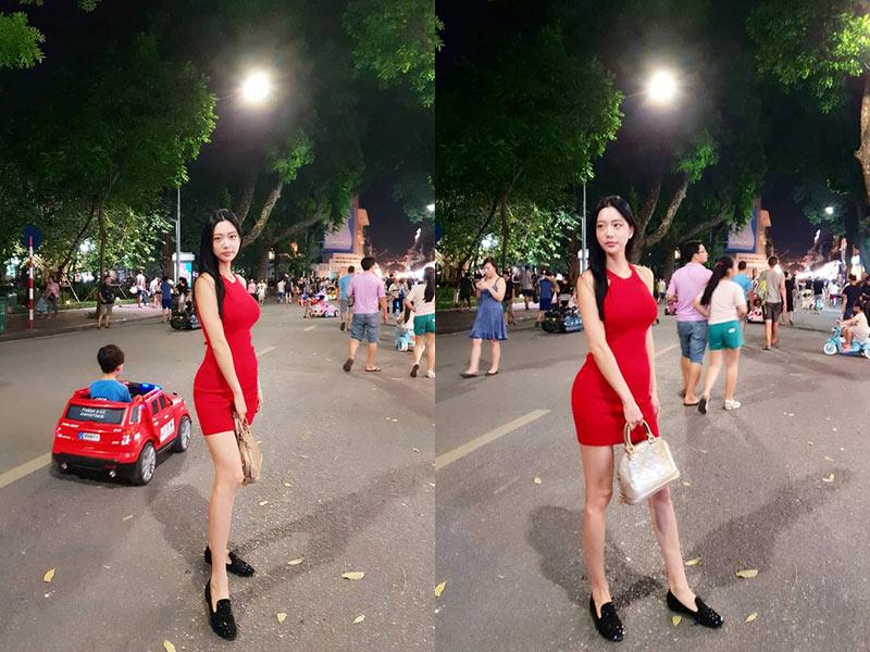 Tháng 8/2018, những hình ảnh xinh đẹp và gợi cảm của một cô gái trong bộ váy body màu đỏ tại phố đi bộ Hồ Gươm thu hút sự chú ý của nhiều cư dân mạng Việt với hàng chục nghìn lượt like và bình luận.
