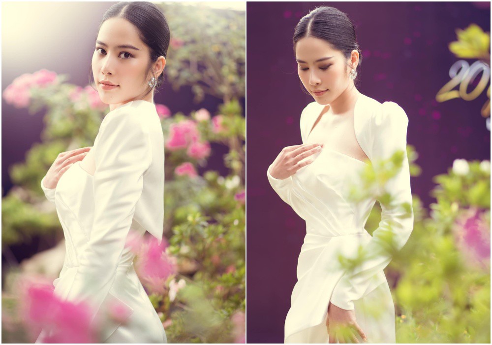 Nam Em vừa lên thảm đỏ với bộ váy trắng hoá tiên nữ, tự bóc ảnh ở nhà gây ngã ngửa - 1