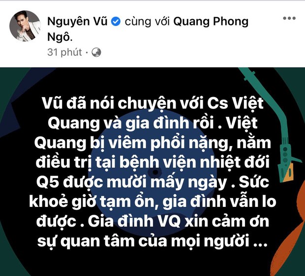 Hinh áº£nh Tiá»u Tuá»µ Kho Nháº­n Ra Cá»§a Ca SÄ© Viá»‡t Quang Khi Máº¯c Bá»‡nh Viem Phá»•i Ä'ang Nguy Ká»‹ch