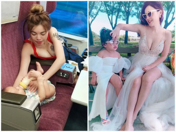Mẹ bỉm sữa khiến hành khách nóng mặt cảnh cúi người chăm con, hớ hênh vòng 1 - Vimarsana News