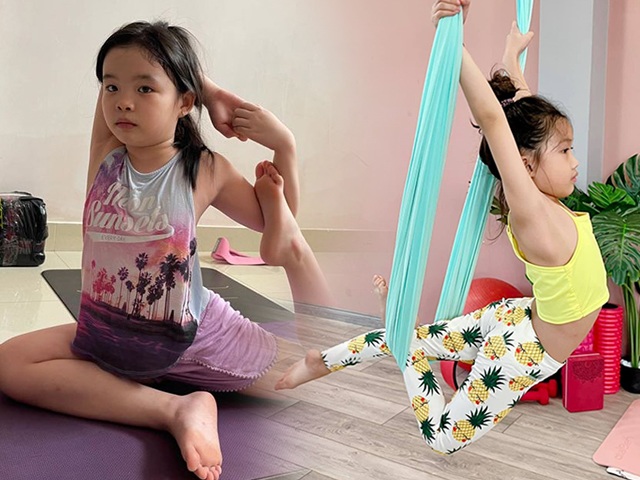 Tiểu công chúa nhà sao Việt tập yoga điêu luyện hơn mẹ: Con gái Phương Trinh Jolie cân đẹp thế khó