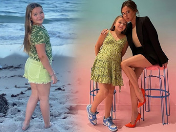 Mẹ là nhà thiết kế đình đám, Harper Beckham vẫn bị chê mặc luộm thuộm, biến dáng mũm mĩm càng to ngang 