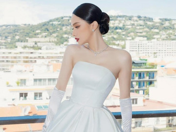 Hương Giang lần đầu đi Cannes đã trở thành tâm điểm nhờ chiếc váy trắng quá đỗi xuất sắc