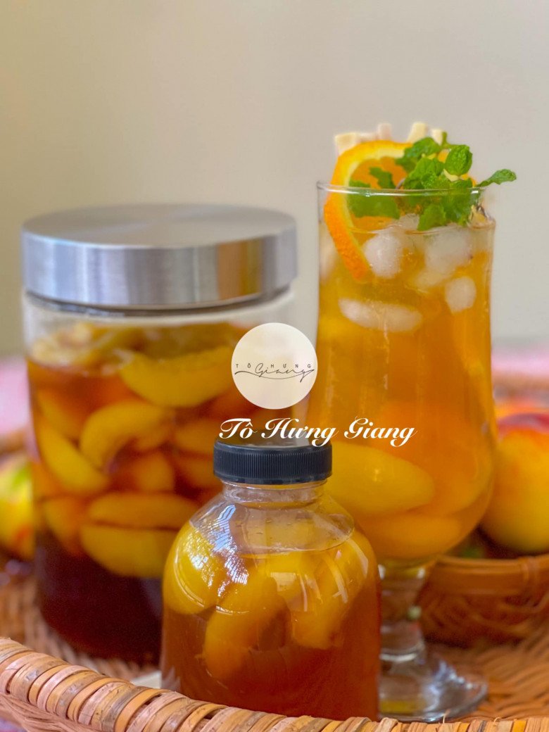 Học mẹ đảm cách làm đào ngâm và pha trà đào cam sả mát lạnh, ngon nhức ...