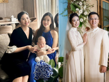 Ngọc Hân lộ vòng 2 kém thon 4 tháng sau đám cưới, Đỗ Mỹ Linh nhờ em bé che bụng khi chụp ảnh