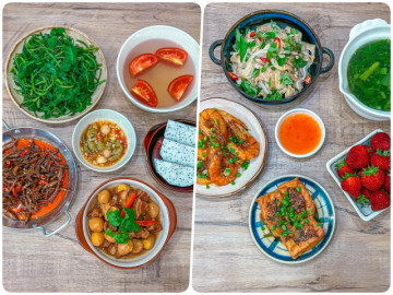 Mâm cơm HOT MXH - Mẹ đảm trưa nào cũng vào bếp nấu vội, nhưng nhìn mâm cơm ai cũng thèm, đặc biệt ít trùng món