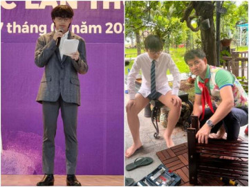 Con trai Xuân Bắc diện vest bảnh bao giống hệt bố ngày trẻ, con trai thứ hai hoá doanh nhân quần short
