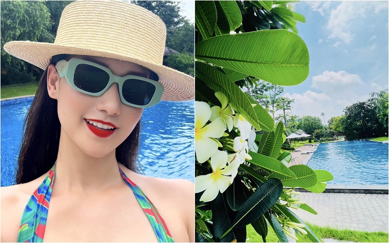 Nữ diễn viên Lã Thanh Huyền vừa khoe những hình ảnh xinh đẹp tại bể bơi. Trước khung cảnh đẹp, nhiều người cứ ngỡ cô đang trong một chuyến du lịch.
