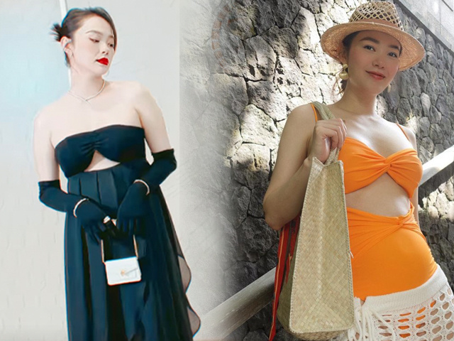 Minh Hằng mang thai gần 7 tháng đi sự kiện giấu triệt để chiếc bụng, mặc áo hở chân ngực quyến rũ