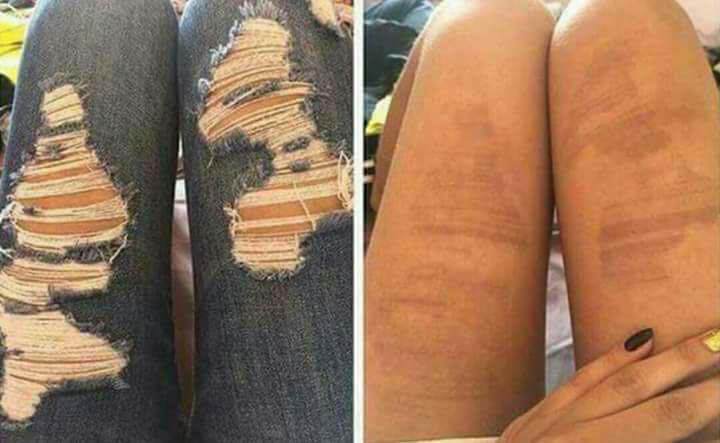 nang nong cuc do, chi em nhan cai ket "meo mat" khi mac jeans rach ra duong - 1