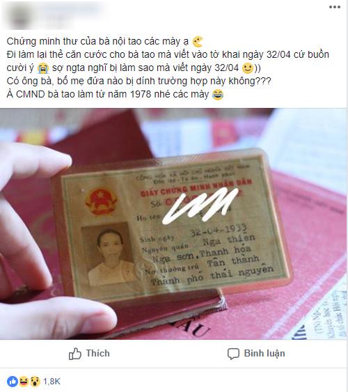 giay cmnd "sieu la lung" cua ba cu u85 o thai nguyen sinh ngay 32/4 gay sot mxh - 1