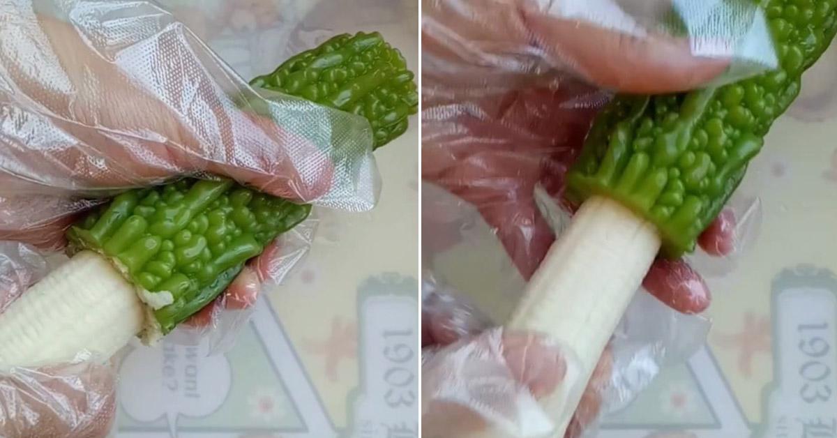 nguoi phu nu nhet qua chuoi vao muop dang va ket qua mon an that bat ngo - 1