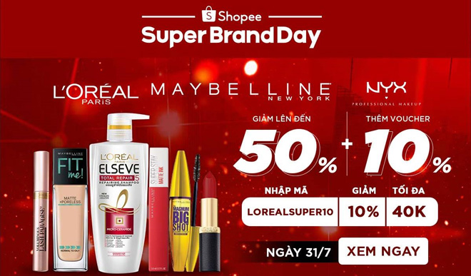 shopee giam gia den 50% cac san pham cua tap doan danh tieng l’oreal - 1