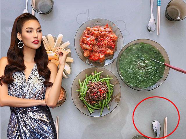 Lan Khuê khoe cơm tự nấu, dân tình lại chú ý đến chi tiết lạ phản chiếu qua chiếc thìa