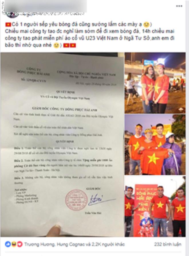 hang loat cong ty cho nghi lam co vu u23 vn, moi ban thang sep thuong tien tuoi 500.000/nhan vien - 3