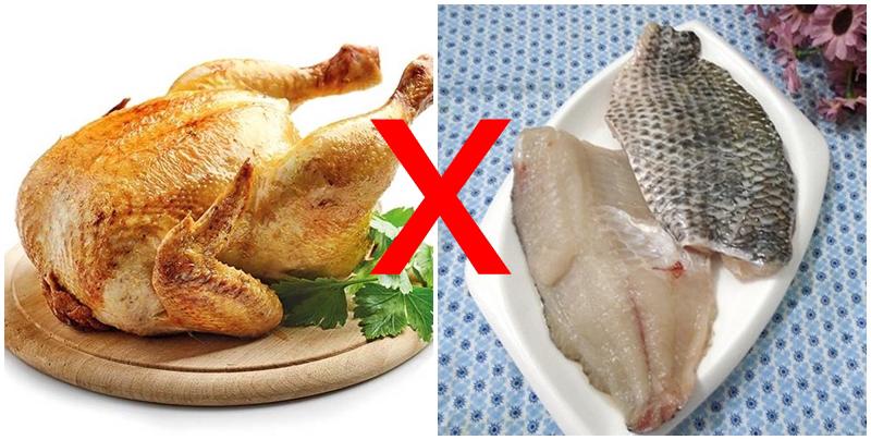 1. Thịt gà – cá chép: sự kết hợp này khiến trẻ bị tiêu chảy, mụn nhọt, đầy hơi.
