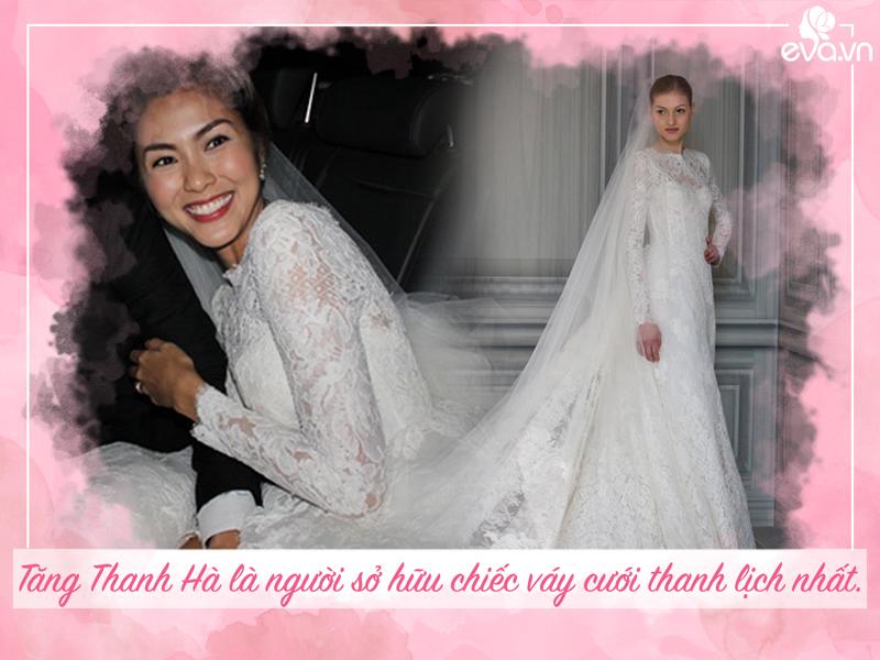 Tăng Thanh Hà diện váy cưới hiệu Monique Lhuillier