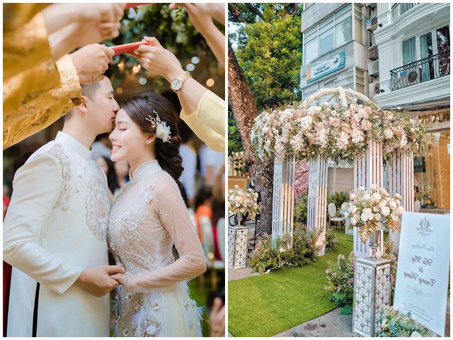 Giảng viên nóng bỏng nhất Vịnh Bắc Bộ bỏ cơ phó, lộng lẫy trong đám cưới dát vàng từ ngõ