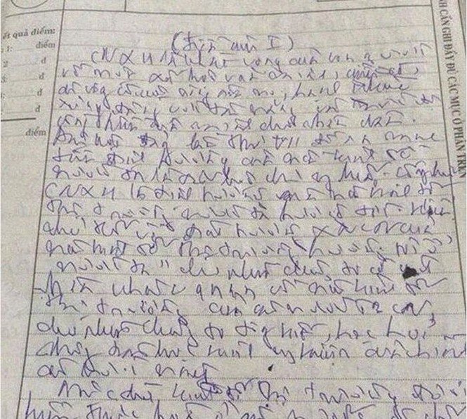 Chữ viết "đổ rạp” của nam sinh đố ai đọc được, cô giáo cho điểm cũng phải "hoa mắt"