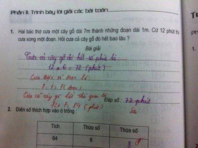 Bài toán cấp 1 cưa khúc gỗ học trò khăng khăng đúng, cô giáo gạch sai, kết quả bất ngờ