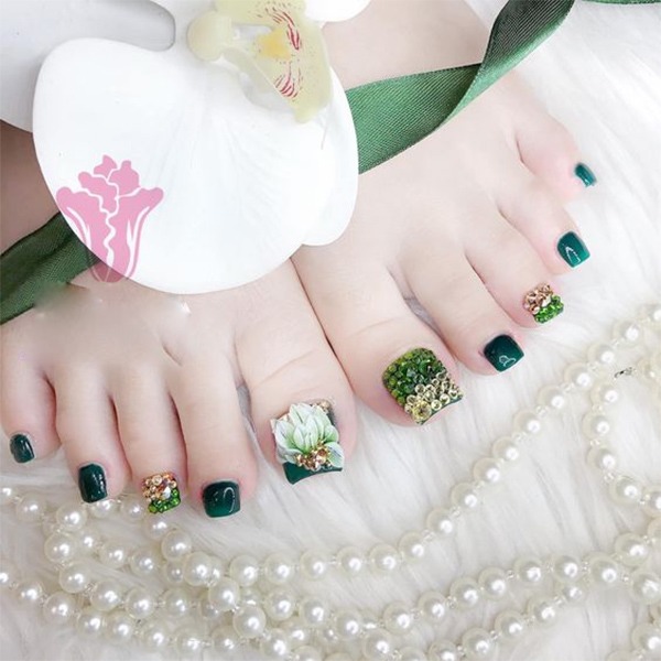 Nailbox Bộ 24 móng úp chân sẵn Móng chân giả màu đen đắp hoa  Shopee  Việt Nam