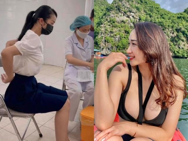 Cô giáo tiểu học hotgirl Hà Nội đi tiêm vắc-xin Covid-19 suýt bị đuổi về vì giống học sinh
