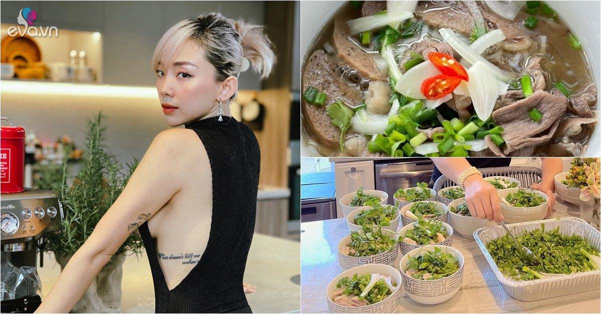 Sao vào bếp: Tóc Tiên mệt phờ ninh xương 7 tiếng nấu phở, có sao nam còn cầu kỳ hơn - Vimarsana News