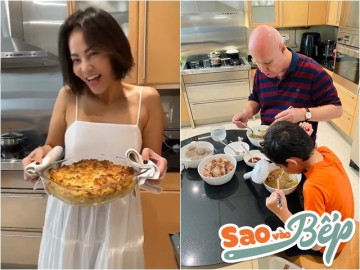 Thu Minh nấu món Việt thần sầu, cười rũ với dụng cụ bé Gấu đặt bên bát phở - Vimarsana News