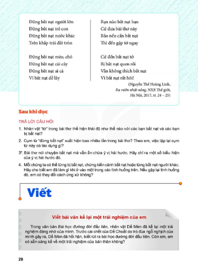 Bai Thơ Bắt Nạt Trong Sgk Lớp 6 Mới Bị Dan Mạng Phản đối Che Dở Tac Giả Len Tiếng Tin Tức
