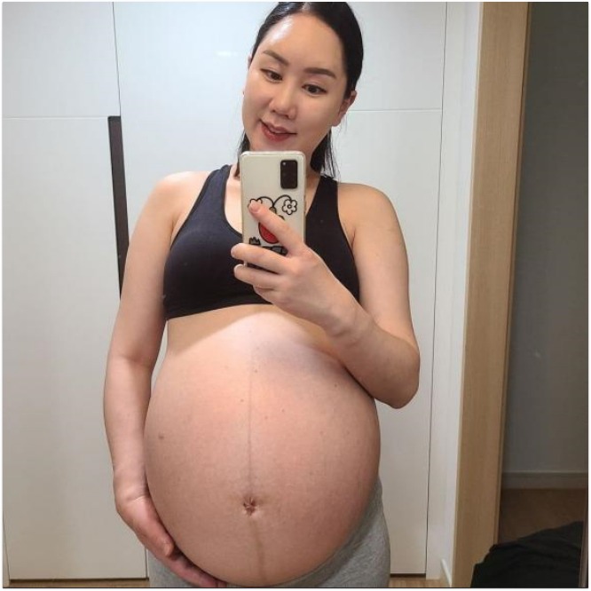 Mỹ nhân Hàn khoe bụng bầu thai 3, tuần thứ 29 lên tới gần 100kg ...