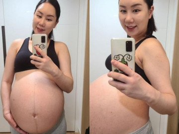 Mỹ nhân Hàn khoe bụng bầu thai 3, tuần thứ 29 lên tới gần 100kg, nhìn bụng ai cũng sốc - Vimarsana News