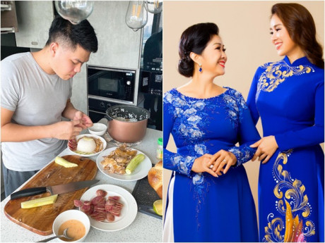 Chồng kém tuổi vào bếp nấu tặng sinh nhật Lê Phương, mẹ vợ thốt lên xuất sắc