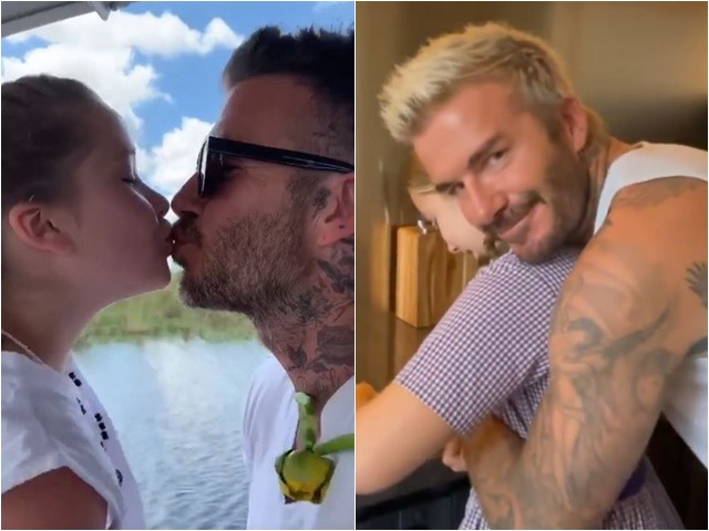 Nhiều lần nhận gạch đá vì hôn môi Harper, David Beckham giờ còn làm hành động thân mật quá đà