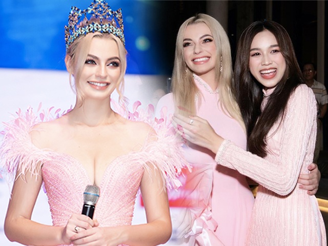 Đương kim Miss World 2021 diện đầm hồng khoe body nảy nở gửi lời chào tới Eva