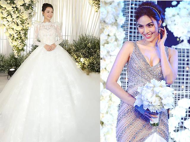 Soi những chi tiết khác biệt rất thú vị giữa váy cưới của Nhã Phương và Lan Khuê