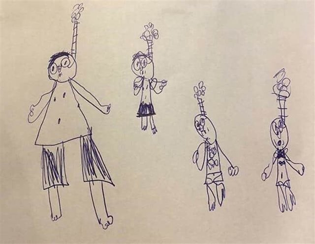 Học sinh vẽ tranh gia đình 4 người treo cổ, cô giáo bật cười khi biết sự thật - 1