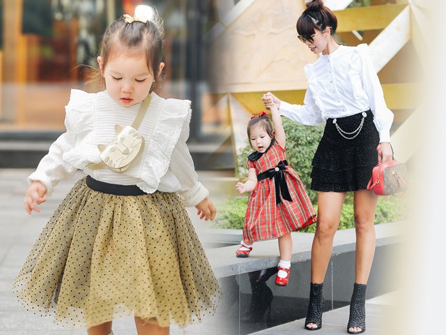 Con gái xinh yêu của Hà Anh điệu đà xuất hiện trên phố cùng bà mẹ siêu mẫu