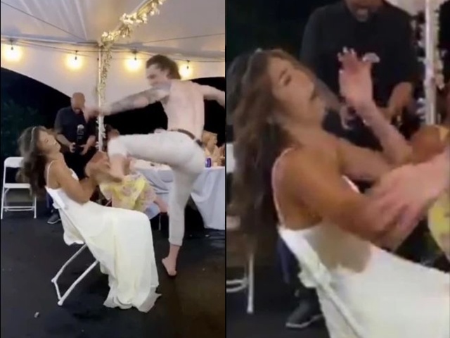 The groom kicked the bride's face straight at the wedding ceremony, the guests were surprised to laugh out loud.  - 3