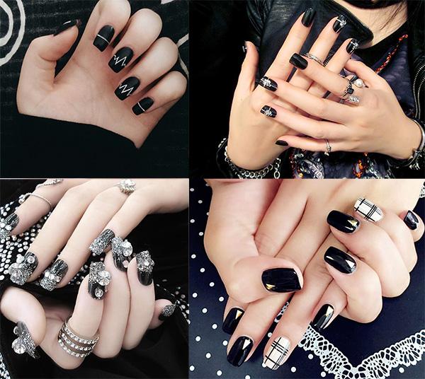 100 Mẫu nail màu đen đẹp huyền bí và sang chảnh Black nails Swag nails Nails