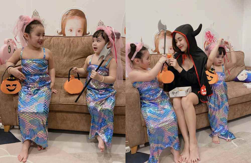 3 con Hồ Ngọc Hà hài hước hoá trang Halloween, phì cười với con trai cặp diễn viên hài - 11